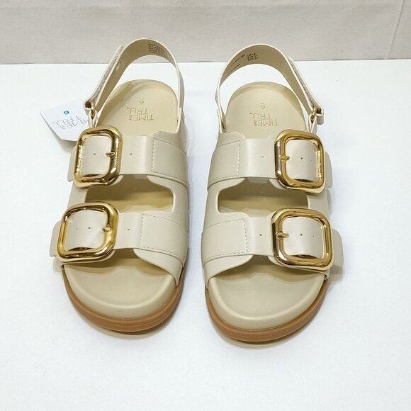 Time And Tru Dad Buckle Slingback Sandal Size 6 Bone Color Adjustable Strap NWT - Picture 6 of 9